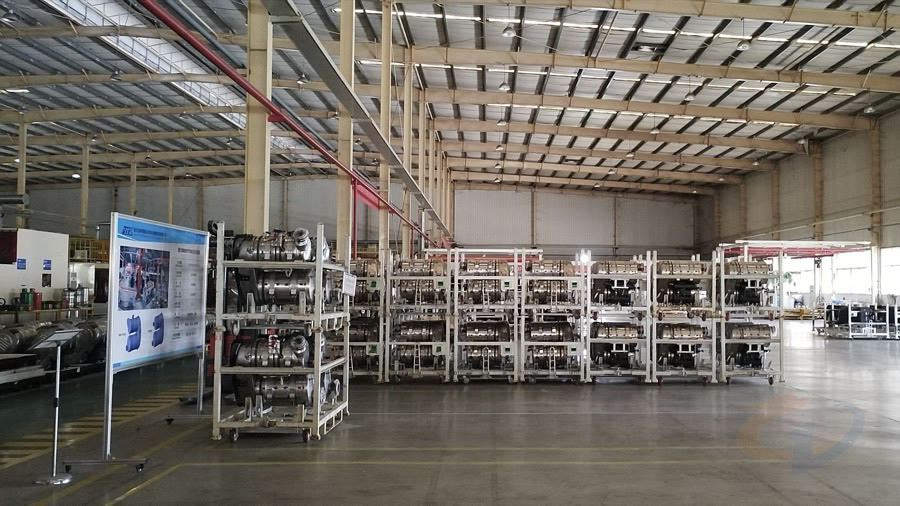 Guanda production and warehouse area with truck component racks